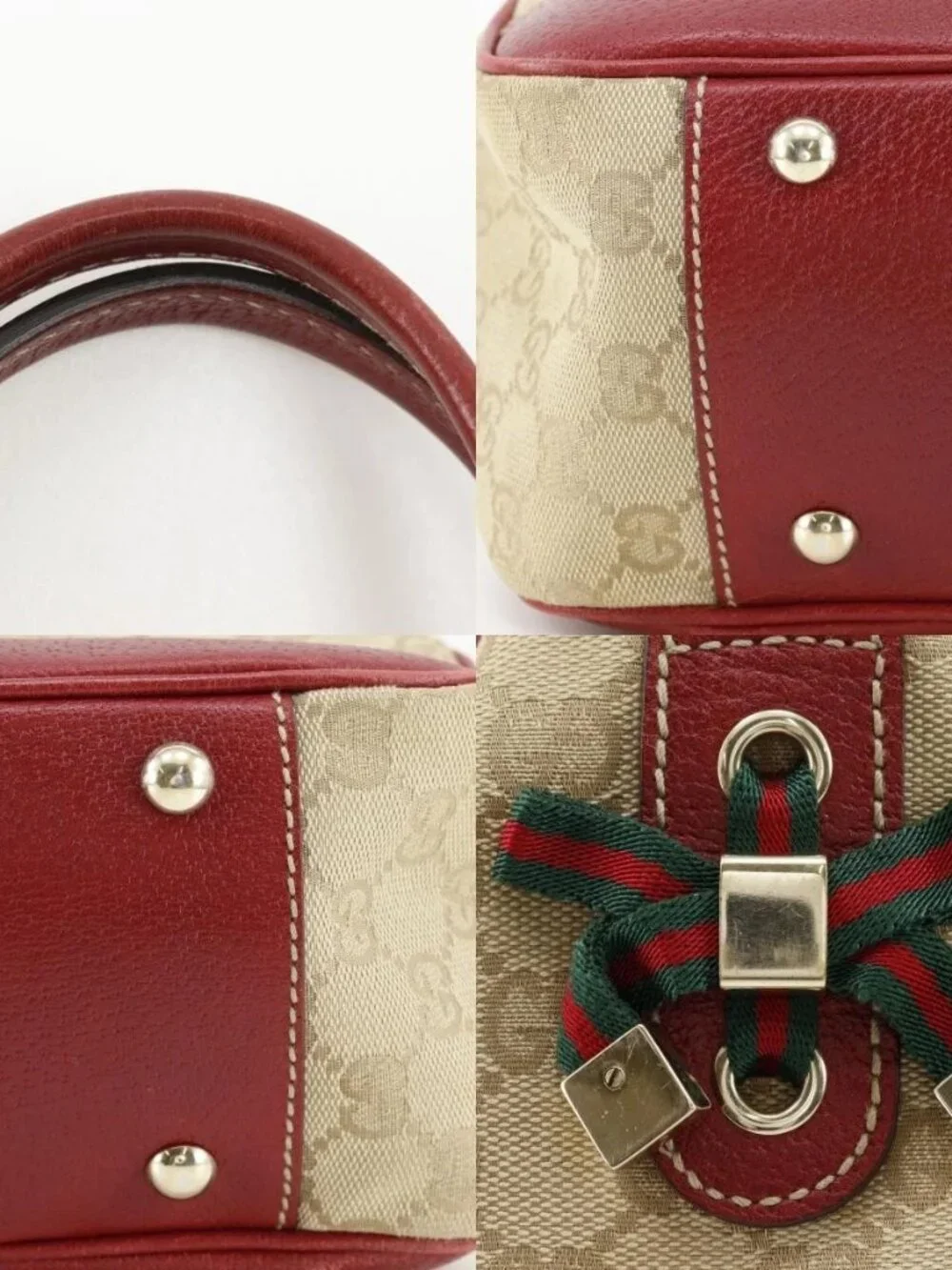 GUCCI Pretty Tote Bag 163805 Brown GG canvas ribbon Women - Picture 11 of 16
